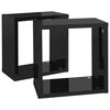 vidaXL Étagères cube murales 2 pcs noir brillant 26x15x26 cm