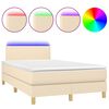 vidaXL Sommier &agrave; lattes de lit avec matelas LED Cr&egrave;me 120x200 cm Tissu