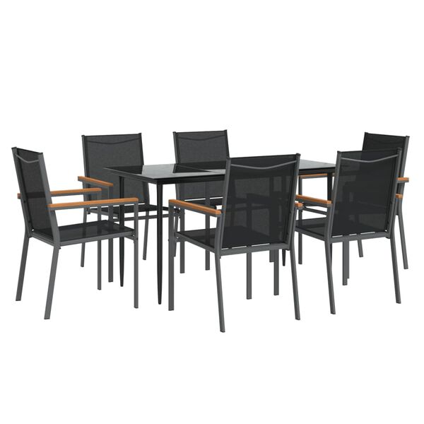 vidaXL Ensemble à manger de jardin 7 pcs noir textilène et acier