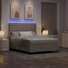 vidaXL Lit &agrave; ressort LED avec matelas Taupe 160 x 200 cm tissu