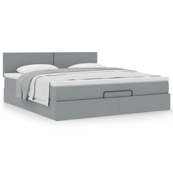 vidaXL Lit ottoman avec matelas gris clair 160x200 cm tissu