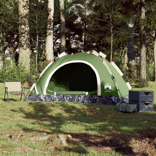 vidaXL Tente de camping 4 personnes vert libération rapide