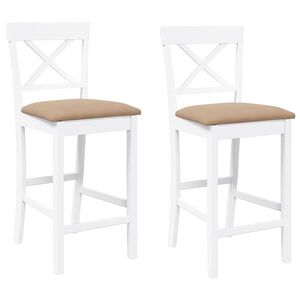 vidaXL Tabourets de bar (lot de 2) en bois massif naturel et caoutchouc