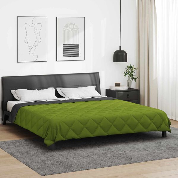 vidaXL Duvet complet toute l'ann&eacute;e Vert et Anthracite 220 x 200 cm