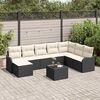 vidaXL Ensemble de canap&eacute; de jardin 9 pcs Noir et blanc Poly rotin