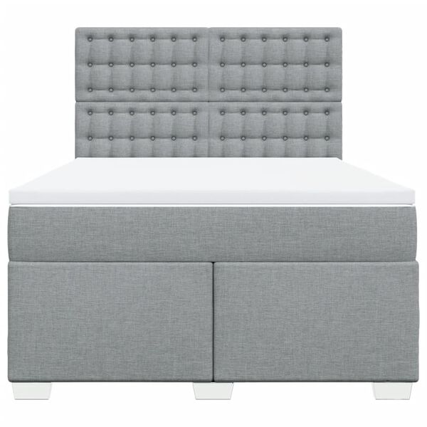 vidaXL Sommier &agrave; lattes de lit avec matelas Gris clair 140x200cm Tissu