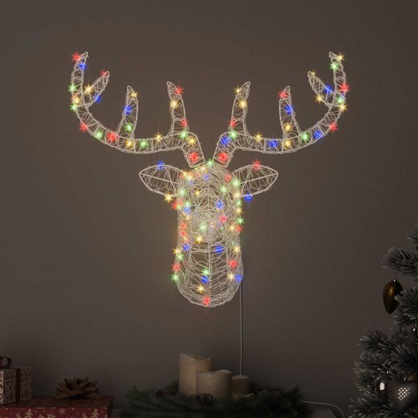 vidaXL T&ecirc;te de Renne avec 140 LED color&eacute; 68 x 36,5 x 62,5 cm Acrylique