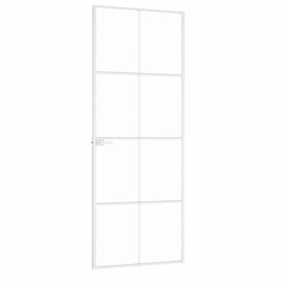 vidaXL Porte d'intérieur Blanc 76x201,5 cm Trempé verre aluminium fin