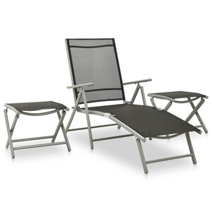 vidaXL Salon de jardin 3 pcs textil&egrave;ne et aluminium argent&eacute;