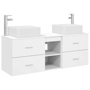 vidaXL Ensemble d'armoire de salle de bain 3 pc Blanc 129 x 41 x 80 cm