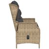 vidaXL Banc de jardin &agrave; 2 places avec coussins Marron R&eacute;sine tress&eacute;e