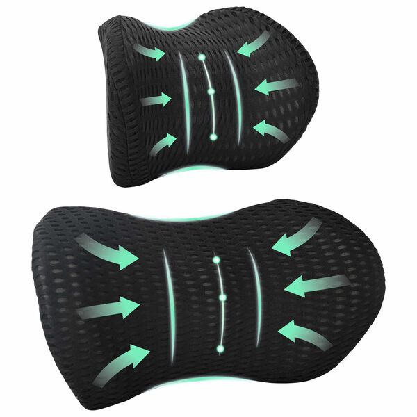 vidaXL Oreiller avec oreiller R&eacute;glable 2 pcs Noir Maille 4D