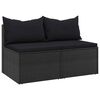vidaXL Canapés centraux de jardin et coussins 2pcs Noir Résine tressée