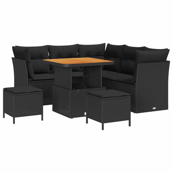 vidaXL Ensemble de canap&eacute; de jardin avec coussin 8 pcs Noir
