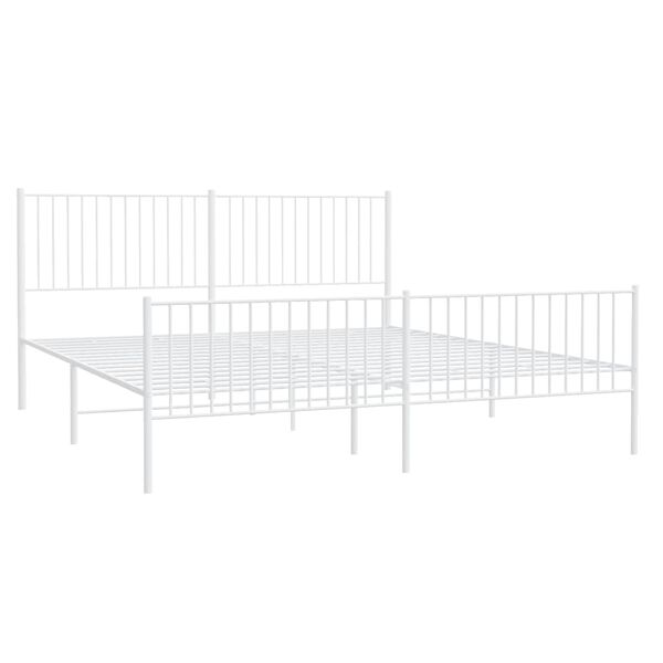 vidaXL Cadre de lit m&eacute;tal sans matelas et pied de lit blanc 200x200 cm