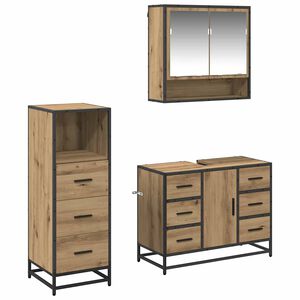 vidaXL Ensemble de mobilier de salle de bain 3 pcs Ch&ecirc;ne artisanal