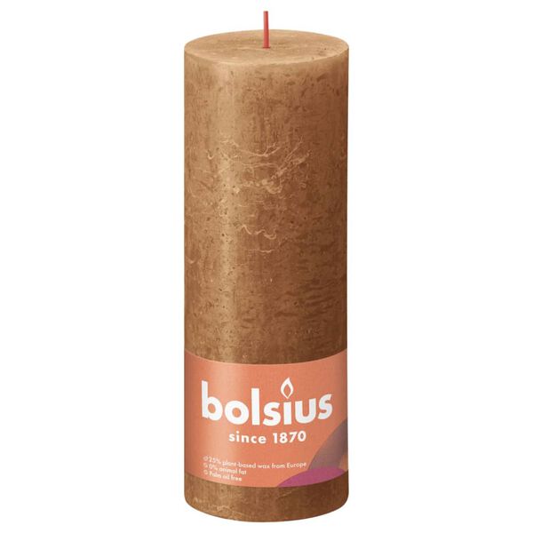 Bolsius Bougies pilier rustiques Shine 4 pcs 190x68 mm Marron &eacute;pice