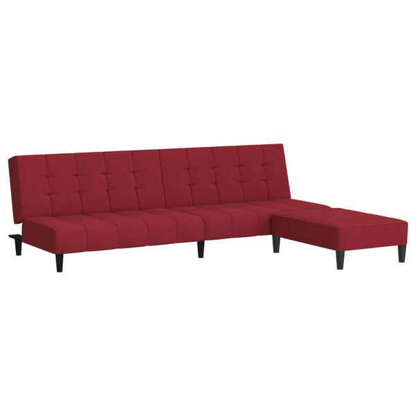 vidaXL Canap&eacute;-lit &agrave; 2 places avec repose-pied Rouge bordeaux Velours