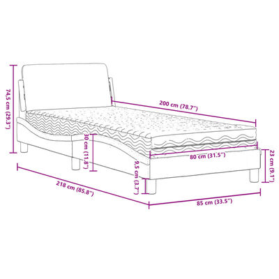 vidaXL Lit avec matelas marron 80x200 cm similicuir