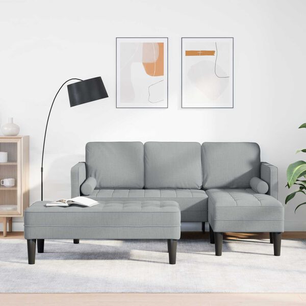 vidaXL Ensemble de Canap&eacute;s avec coussin 2 pcs Gris clair Polyester