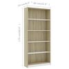 vidaXL Biblioth&egrave;que &agrave; 5 niveaux Blanc et Ch&ecirc;ne sonoma Bois ing&eacute;nierie