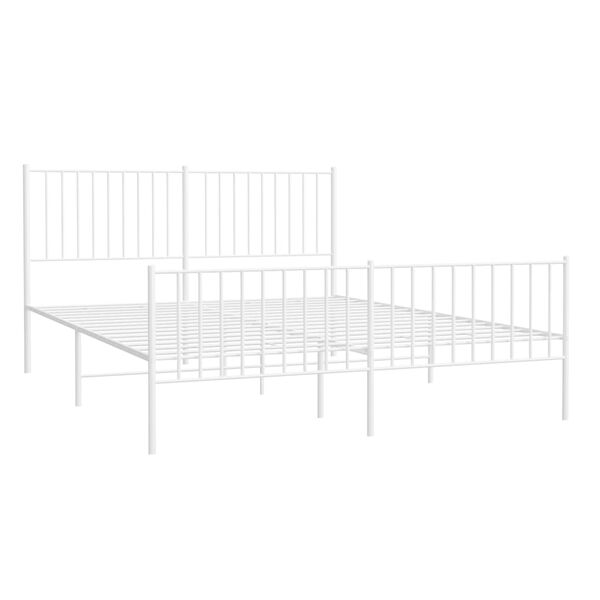 vidaXL Cadre de lit métal sans matelas et pied de lit blanc 160x200 cm