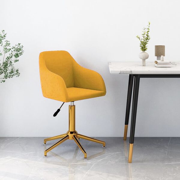 vidaXL Chaise pivotante de salle &agrave; manger Jaune Velours