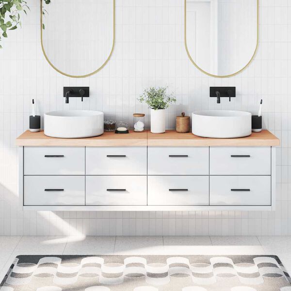 vidaXL Comptoir de salle de bain 180x40x(2-6)cm bois massif non trait&eacute;