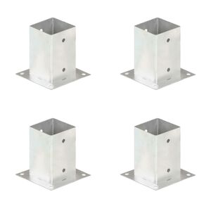 vidaXL Ancres de poteau 4 pcs M&eacute;tal galvanis&eacute; 91 mm