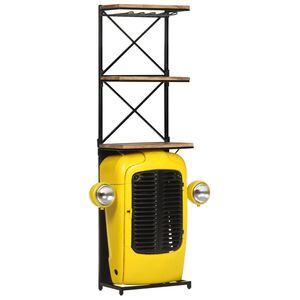 vidaXL Cave &agrave; vin tracteur Jaune 49x31x172 cm Bois de manguier solide