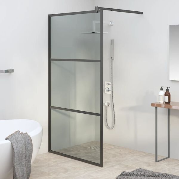 vidaXL Paroi de douche 100x195 cm Verre ESG fonc&eacute; Noir