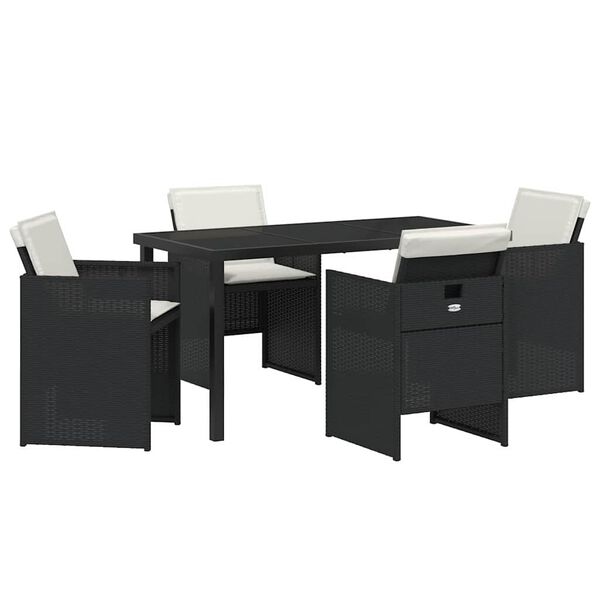 vidaXL Ensemble de salle &agrave; manger pour jardin 5 pcs Noir polyrotin