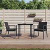 vidaXL Ensemble &agrave; manger de jardin 3 pcs coussins r&eacute;sine tress&eacute;e acier