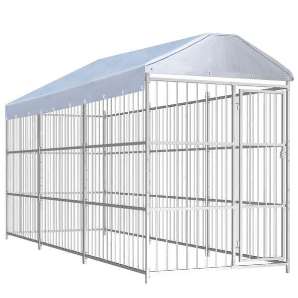vidaXL Chenil d'ext&eacute;rieur avec toit pour chiens 450 x 150 x 200 cm