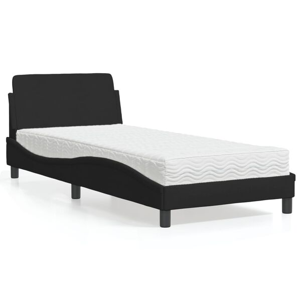 vidaXL Lit avec matelas Dover noir 90x200 cm tissu