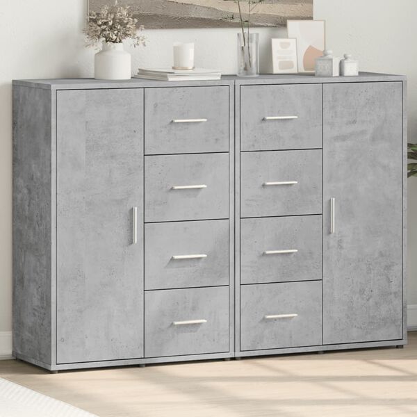 vidaXL Buffets 2 pcs gris béton 60x31x84 cm bois d'ingénierie