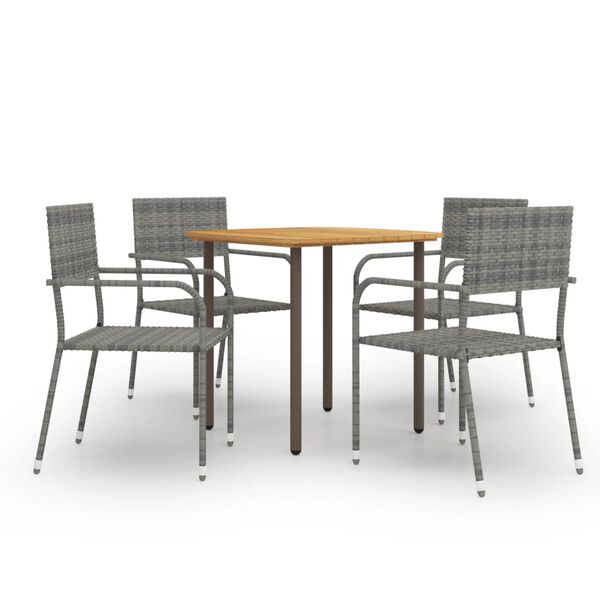 vidaXL Ensemble &agrave; manger de jardin 5 pcs R&eacute;sine tress&eacute;e Anthracite