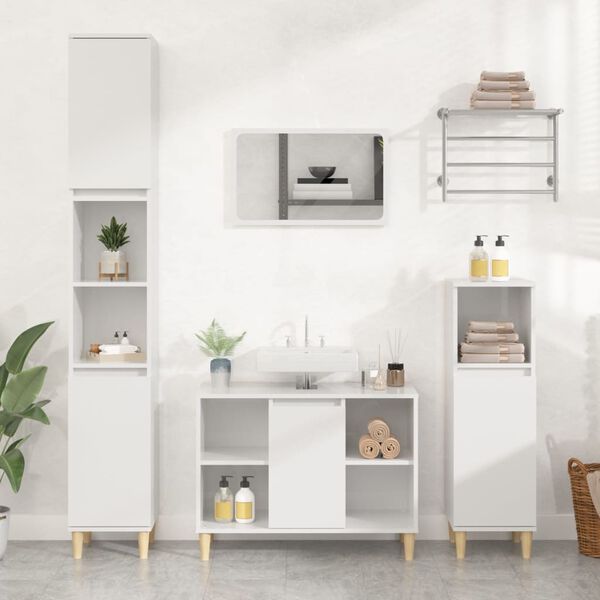 vidaXL Ensemble de meubles de salle de bain 3 pcs blanc brillant