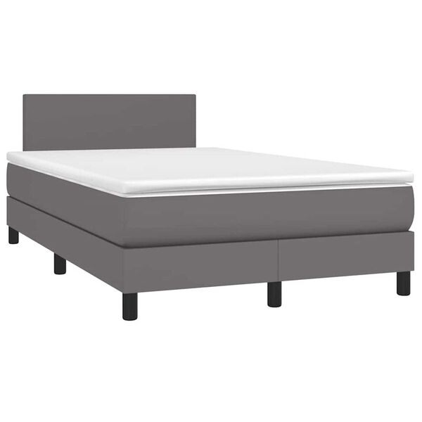 vidaXL Sommier &agrave; lattes de lit matelas LED gris 120x190 cm similicuir