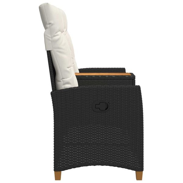 vidaXL Banc inclinable avec table Noir et blanc cr&egrave;me polyrotin