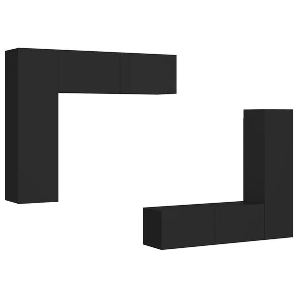 vidaXL Ensemble de meubles TV 4 pcs Noir Bois d'ingénierie