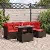 vidaXL Salon de jardin avec coussins 6pcs marron r&eacute;sine tress&eacute;e acacia