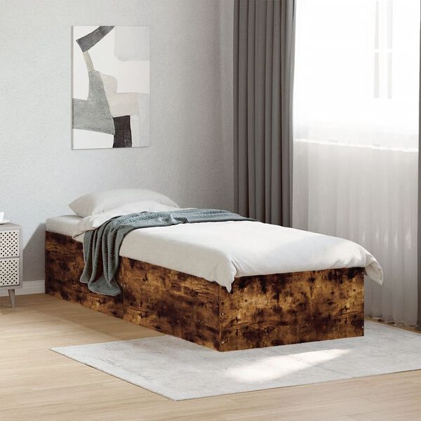 vidaXL Cadre de lit sans matelas ch&ecirc;ne fum&eacute; 90x200 cm