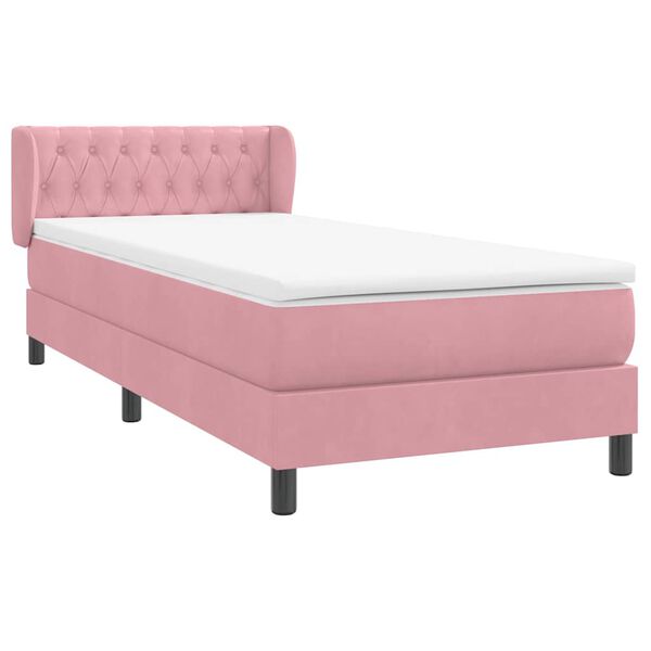 vidaXL Sommier &agrave; lattes de lit avec matelas rose 100x220 cm velours