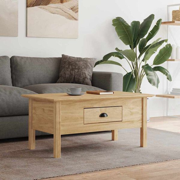 vidaXL Table basse avec tiroir BODO Marron miel 100 x 55 x 45,8 cm