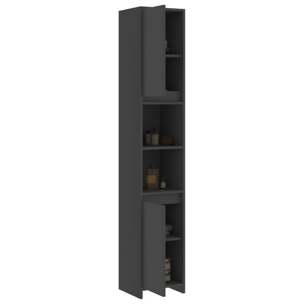 vidaXL Armoire de salle de bain Gris 30x30x183,5 cm Agglom&eacute;r&eacute;