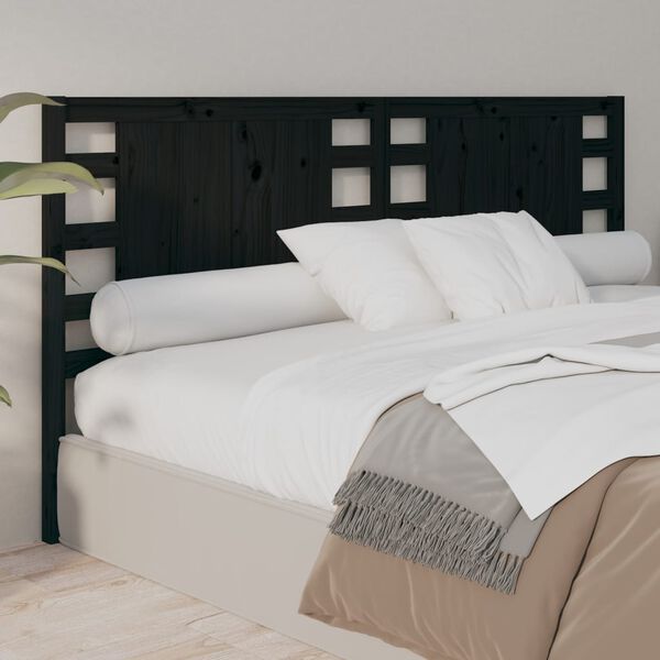 vidaXL T&ecirc;te de lit Noir 126x4x100 cm Bois massif de pin