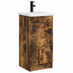 vidaXL Meuble de salle de bain avec &eacute;vier Ch&ecirc;ne fum&eacute; 42 x 40 x 84,5 cm