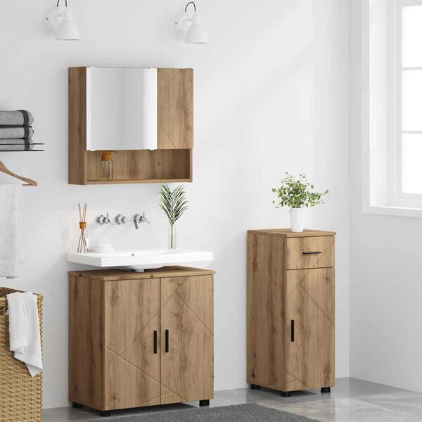 vidaXL Ensemble de mobilier de salle de bain 3 pcs Ch&ecirc;ne artisanal