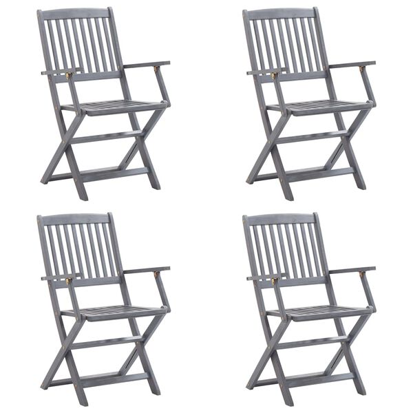 vidaXL Chaises pliables d'ext&eacute;rieur lot de 4 et coussins Bois d'acacia
